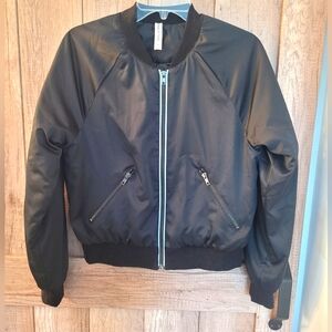 Fabletics Black Bomber Jacket, Size Medium